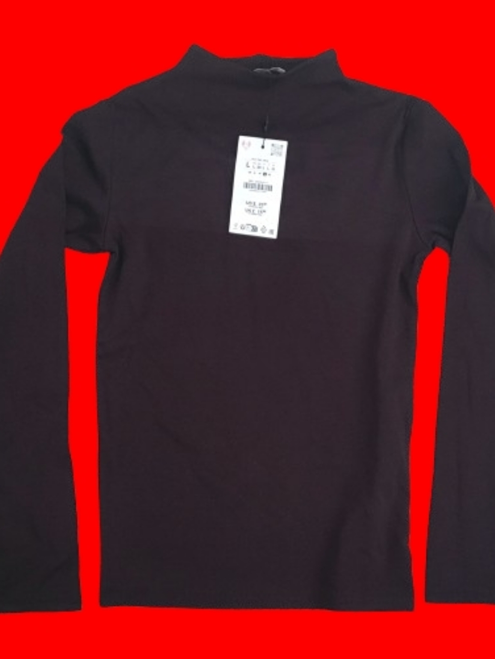 Zara Size L BROWN Mock Neck Top, NWT Shirt, Long Sleeved